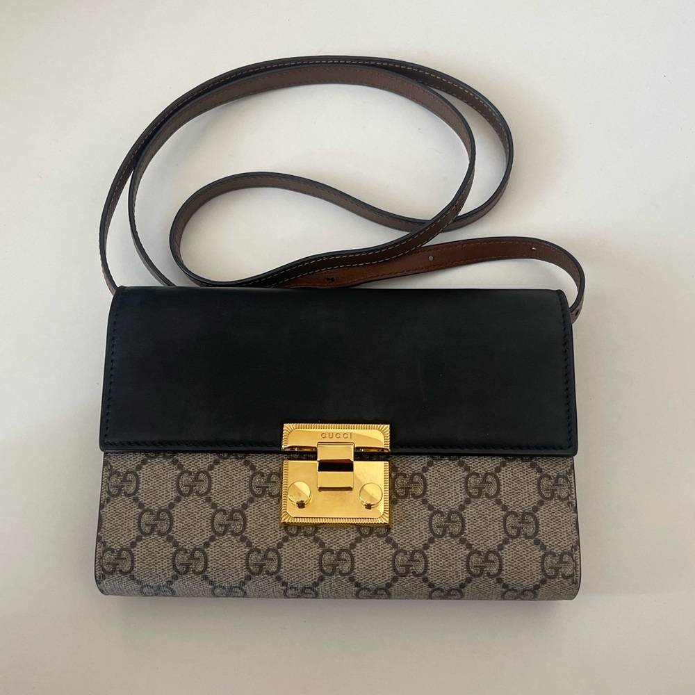 SOLD - 🛑 Gucci GG Supreme GG Supreme Monogram Calfskin Mini Padlock Beige